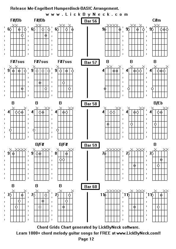 Chord Grids Chart of chord melody fingerstyle guitar song-Release Me-Engelbert Humperdinck-BASIC Arrangement,generated by LickByNeck software.